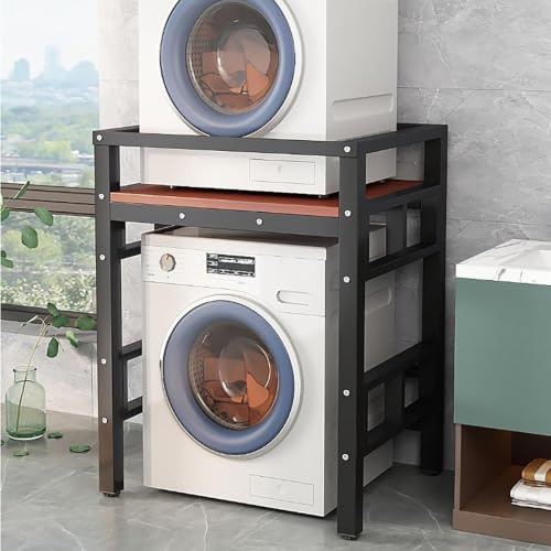 Soporte Lavadora Secadora,Armario Lavadora Secadora,Estanteria Lavadora,Armario Para Lavadora De Tambor,Mueble Lavadora Secadora Exterior,Mueble Encima Lavadora,Para Baño, Cocina(Black/red-brown)