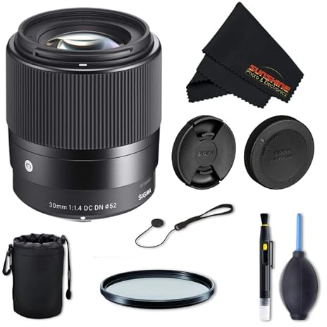 Sigma 30mm f1.4 Contemporary DC DN Lens for Sony E with Sunshine Photo Advanced Bundle - 4 Years USA Manufacturer Warranty