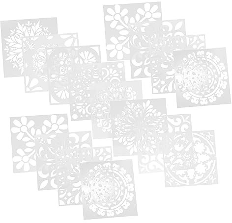 Lurrose 16stücke Mandala-malvorlagen Für Junge Mädchen Blumen-zeichenvorlagen Bunte Mandala-malerei-vorlagen Aus Kunststoff Zeichnungswerkzeuge