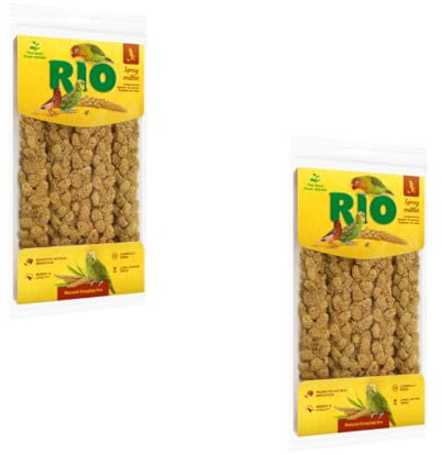 Mijo en Espiga | Snack para Aves domésticas | 2 x 100 g | Enriquecimiento | RIO | Alimento complementario | Para complementar la ración diaria | Paquete Doble