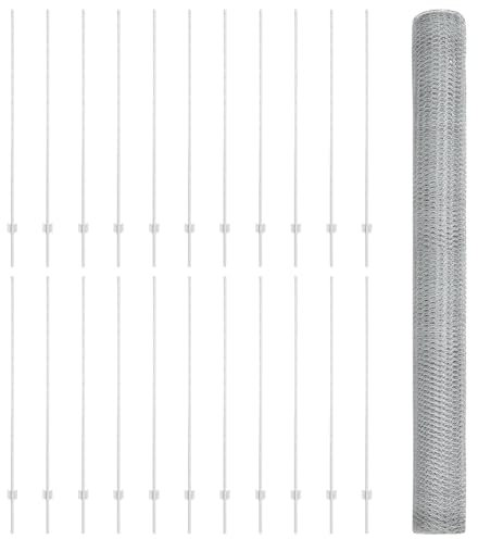 vidaXL Clôture avec poteaux Argent 1.5 x 50 m Acier, Clôture extérieure Durable pour Jardin et terrasse, barrière Personnalisable, Panneaux résistants aux intempéries