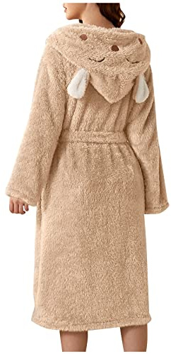 Vestaglia lunga da donna con cappuccio, vestaglia in pile con orsetto, vestaglia da donna, vestaglia in calda spugna, vestaglia per la casa, camicie da notte, abbigliamento casual