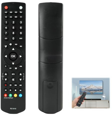Replacement RC1910 TV Remote Control Compatible with Models 30070046, 22DL504B, 22L1333B, TV Remote Control Universal, No Setup Required, Lightweight Universal Remote for Easy Use (Black)
