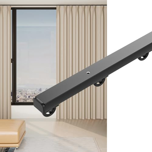 Binario Per Tende In Lega Di Alluminio Ultrasottile, Set Di Aste Per Tende Da Soffitto, Per Spazi Privati, Divisori Per Ambienti, Tende Per Camper, Camere Da Letto(Nero,140cm)