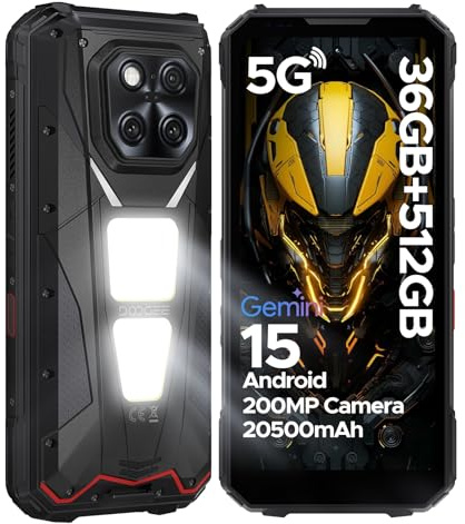 DOOGEE V Max LR 5G Rugged Smartphone, 36 GB + 512 GB, Fotocamera da 200 MP + 32 MP, 20500 mAh/45 W, telefono rinforzato MTK 7300, display da 6,78 FHD+ a 120 Hz, 1200LM, /WiFi 6E/NFC/Widevine L1