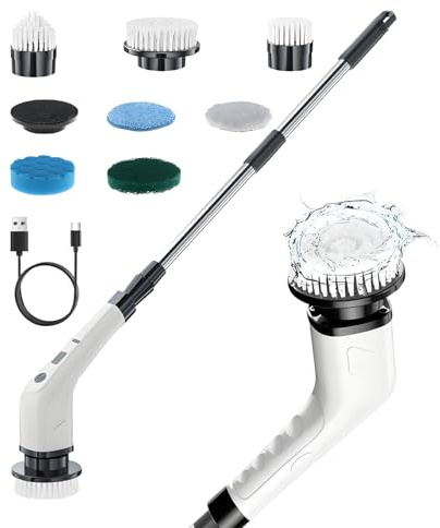 Cepillo Eléctrico de Limpieza y Fregado | Herramienta Con Batería Duradera Giratoria Ajustable Segura | Cepillo Eléctrico para Baño | para Azulejos Ducha Bañeras Lavabos Juntas de Lechada Puertas de C