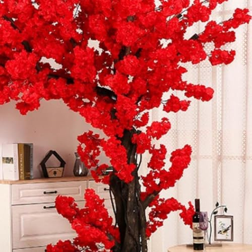 Generisch Kirschbaum Künstlich Sakura Baum Kirschblütenbaum Künstlich Kunstbaum Kirschblüte Indoor Outdoor Für Zuhause Hochzeit Party Garten,Rot,120x100cm