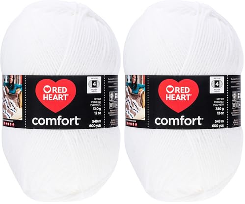 RED HEART Comfort Shimmers Yarn, White Opal (Pack of 2)