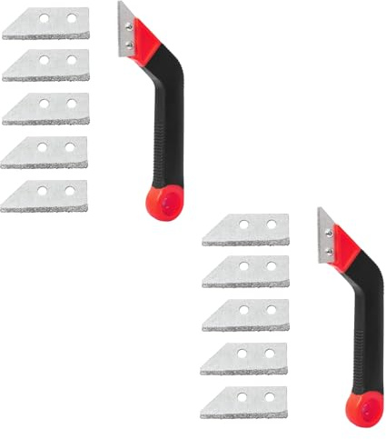 Pro Grout Removal Tool, 2Pcs Grout Remover Tile Saw Angled Grout Scraping Rake Tool with 10 Pcs Replacement Accessories for Tile Cleaning