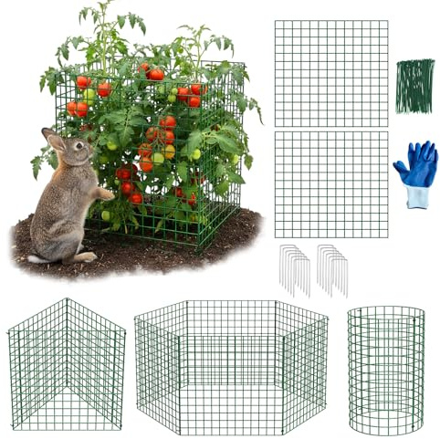 MQJIAZHI 30Pcs Pflanzenschutz vor Tieren, 33 × 33 cm Pflanzenschutzgitter Pflanzkäfig mit Erdspießen und Bändern, Pflanzenschutz aus Draht zum Schutz von Pflanzen und Gemüse vor Tieren für Gärten
