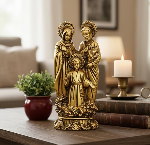 StonKraft Heliga statyn av Jesus Kristus i mässing (heliga familjen)