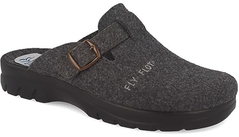 Fly Flot Herren Hausschuh Filz Pantoffel aus recyceltem PET mit Fußbett 220087, Größe:47 EU, Farbe:Grau