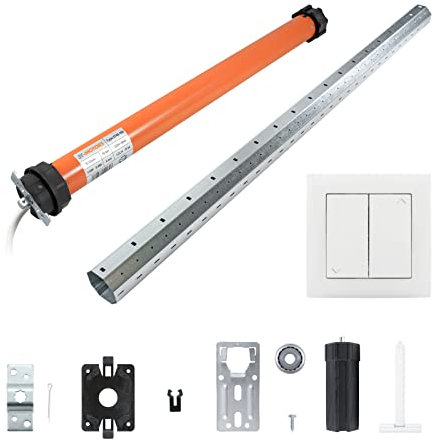 3T-MOTORS Rollladenmotor Komplettset mit Wippschalter, SW60 Welle 1,10 m, 3T45-10B (Zugkraft 10 Nm/25 kg) mit elektronischen Endschaltern, einfache Montage mit Zubehör, Rollladenantrieb