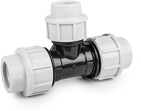 PE Rohr Verschraubung Fittings Klemmfitting T-Stück für Verlegerohr Rohrverbinder (25mm)