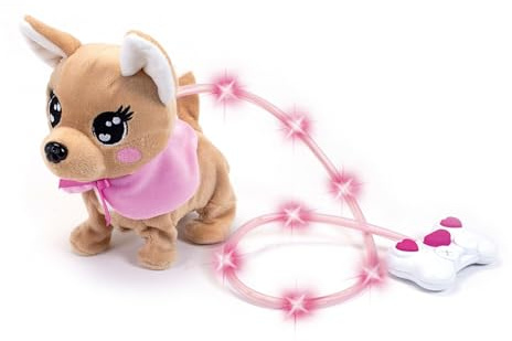 Simba 105893542 - Chichi Love Loomy, mit leuchtender Kabelsteuerung, kann Laufen, bellen und mit dem Schwanz wedeln, 20cm, Für Kinder ab 3 Jahren