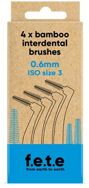 f.e.t.e Interdentalbürsten aus Bambus | biologisch abbaubarer & kompostierbarer Griff | recycelbare weiche Borsten | nachhaltig | vegan (blau, ISO Größe 3–0,60 mm)