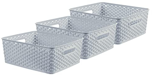 Curver My Style x3 Medium Rectangular Storage Basket 12L - Blue