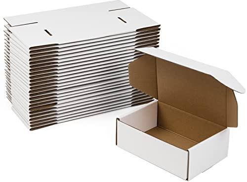 Sodissa 15 x 10 x 6 cm fraktlådor paket med 25, vita korrugerade kartonglådor för liten verksamhet