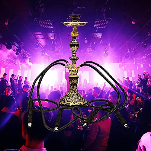 ZYFC Juego de Cachimbas Exclusivo, 2 o 4 Mangueras, Juego Completo de Cachimba con Jarrón de Vidrio Artístico Pintado a Mano, Tazón de Cerámica y Cenicero de Pinzas de Carbón (Size : 4 Hoses)
