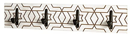 HAKU Wandgarderobe schwarz, weiß, MDF, Metall - Maße: B 60 x H 13 x T 6 cm, Style: Modern
