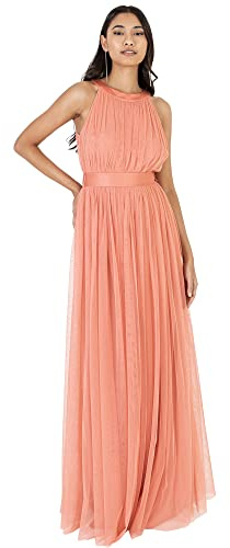 Anaya with LoveRobe Longue Robe De Soirée Robe Femme Chic Col Licou Long sans Manches avec Ceinture Robe De Bal Demoiselle d'honneur