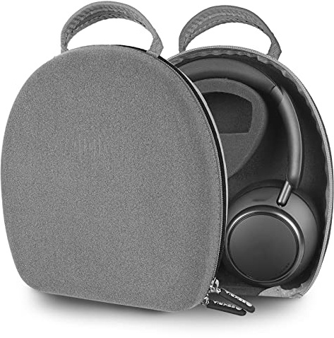 Geekria Shield Headphones Case Compatible with Soundcore Q11i, Space Q45, Life Q35/ Q30/Q20i and More, Replacement Hard Shell Travel Carrying Bag with Cable Storage (Microfiber Grey)
