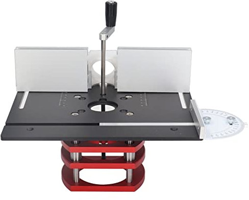 Precision Router Lift with Top Plate, 9.4 X 7.9in Router Lift Systems Precision Woodworking Tools Insert Ring Kit for Router Plates and Lift Systems (Black)