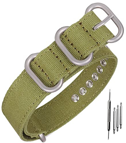 Niziruoup Uhrenarmbänder, Canvas Armband für Uhr 18mm 20mm 22mm 24mm 26mm Nato Premium Ersatzuhrenarmbänder mit Edelstahl Metall Schließe, Sport Atmungsaktive Ersatzarmband für Männer Frauen