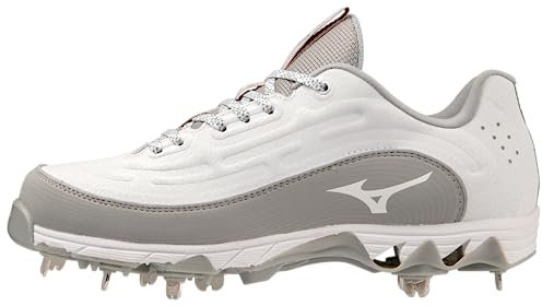 Mizuno Damen 9-Spike Swift 8 Low Metal Softball Stollen, Weiß/Grau, 42.5 EU