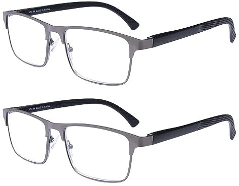 tide Optical 2 Paar Lesebrillen für Herren – unzerbrechliche Blaulicht-blockierende Computer-Lesebrille für Herren – klare Vergrößerungssicht, Federscharniere (2,5-fach, schwarz, 2 Stück)