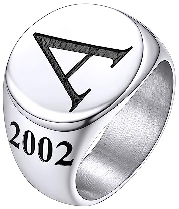 Supcare Herren Ring personalisierter Ring mit Namen/Foto/Text/Geburtsstein Edelstahl Damen Siegelring Bandring Gravur Memorial Fingerring Modeschmuck Accessoire für Männer Vater