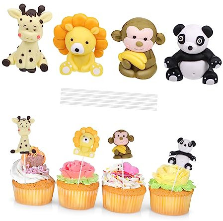 Amosfun 4stücke Giraffen-cupcake-picker Dschungel-kuchen-picker Geburtstagskuchen-picker Partyzubehör Für Geburtstage Kuchenverzierungen Dekoration Für Babypartys Kucheneinsatz Tortenaufsa