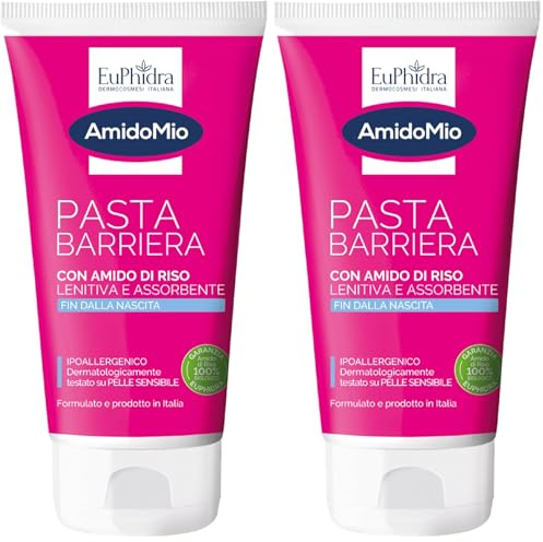 Euphidra AmidoMio Pasta Barriera 150 ml (Confezione da 2) per Bambini - Crema Protettiva con Zinco per Alleviare l'Irritazione Cutanea