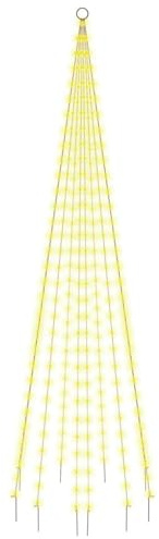 vidaXL - Christmas Tree on Flagpole with Warm White LEDs, Easy to Install, 300 cm Height, Suitable for Outdoor, Includes Ground Spikes for Stability