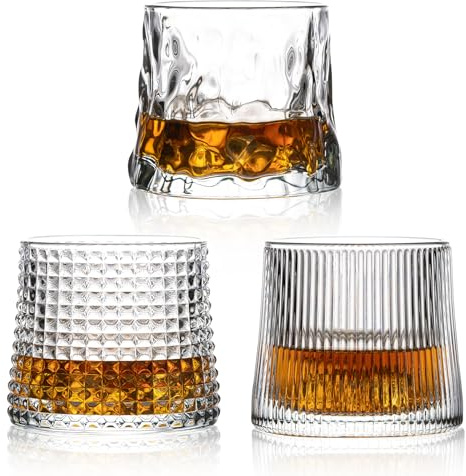 Noevany Whiskey Glasses -6 oz Old Fashioned Set of 3/ Small Cocktail Bourbon Glass Alcohol Glasses, Whiskey Glasses (Three Styles Mix)