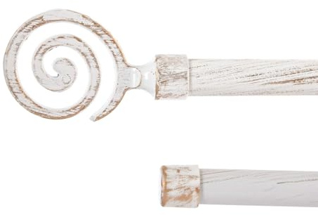 Barra de Cortina Extensible Doble de Metal Vintage Blanca Minimalista para Dormitorio Circulos de 120-210 cm (Circulos Doble)