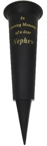 Jarrón especial para tumbas conmemorativas con pinchos en memoria amorosa, jarrón conmemorativo especial para tumbas, soporte de flores de cementerio de plástico con estaca, (2, sobrino)