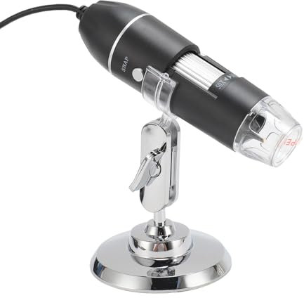Taschenhandmikroskop, Digitalmikroskop, 1600X 1080P HD USB Typ C Micro USB 3 in 1 Tragbare Handmikroskop-Inspektionskamera mit LED-Leuchten und Ständer für Android