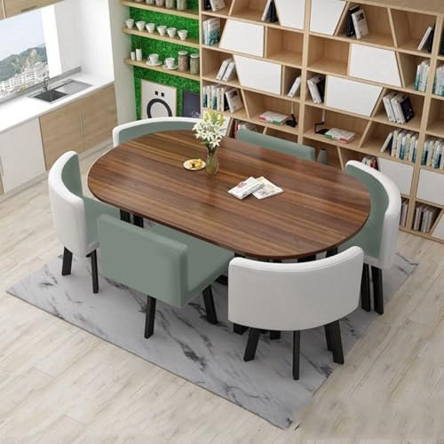 Essgruppe Esstisch mit 6 Stühlen, Konferenztisch Küchentisch for Küche und Esszimmer, 90 * 150cm Besprechungstisch Freizeittisch(4)
