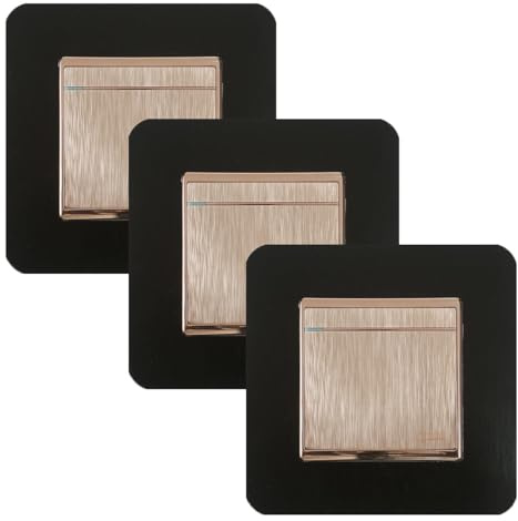 3 Stück Schalter Surround Rahmen Quadratische Lichtschalterabdeckung Aufkleber Stecker Steckdose Surround für Schalterpanel oder Steckdose Schwarz 8,6 x 8,6 cm