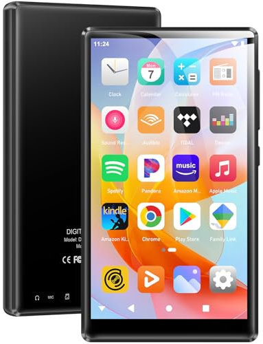 SWOFY MP3 Player mit Bluetooth und WLAN, 164GB HI-FI 4.7-Zoll Touchscreen, Android 13.0 MP3 MP4-Player mit Spotify, Amazon Music, FM Radio, E-Book, Browser für Kinder(Schwarz)