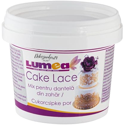 Dekozauber24 Essbares Spitzenpulver für Torten, 250g, weiss, vegane, weißes Tortenspitze Pulver mit Vanillegeschmack als Fertigmischung, Cake Mix, glutenfrei, laktosefrei, nussfrei, essbare Tortendeko