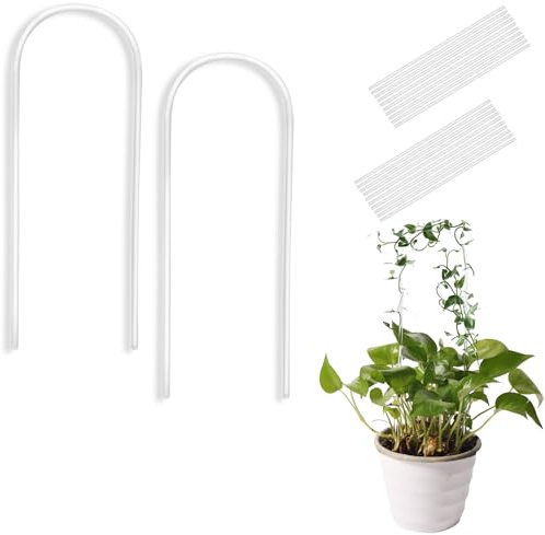 2 St U-Formad Akrylväxtspaljé, 40x10cm Krukväxtspaljé med 20 Buntband Klättrande Krukväxtskjul för Inomhus Utomhus Trädgård Gård