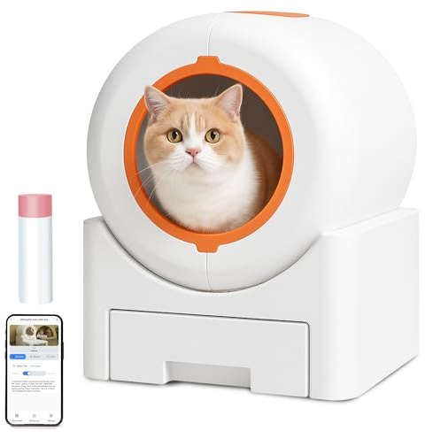 serebrant Lettiera Gatto Autopulente Lettiera Automatica per Gatti 64L Lettiere Autopulenti Gatti, Controllo APP, con Sacchi Spazzatura per Più Gatto, Pulizia Facile