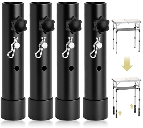 Anbte Set di 4 Gambe Regolabili per Tavolo Alzapiedi per Tavolino Pieghevole Regolabile in Altezza (3.6/5.2), Estensione Gamba con Piedini Antiscivolo per Campeggio, Cucina, Officina