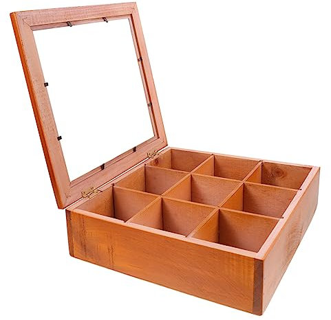 BESPORTBLE Boîte à Bijoux en Bois Vintage Organisateur de Rangement pour Bijoux Vitrine en Bois Couvercle Transparent pour Bagues et Boucles d'Oreilles pour Bureau