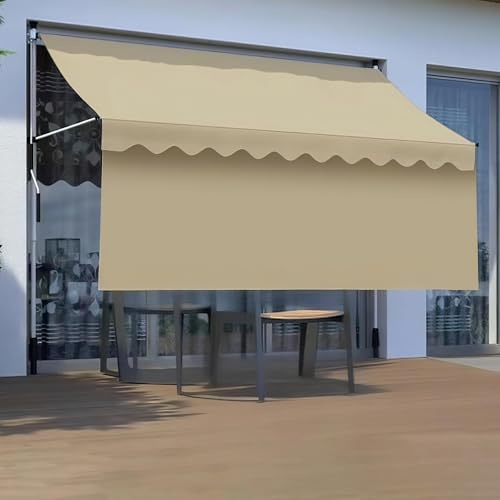 WPPTNSFY Manual Retractable Awning, Adjustable Garden Awning, Free Standing Awning, Adjustable Height and Angle, Easy to Clean, for Window Door Porch Deck