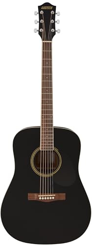 Gretsch Prelude D100 Dreadnought Acoustic Guitar, Beginner Guitar, Black