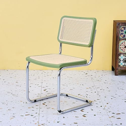 Sedie da pranzo moderne in rattan, stile retrò, impilabili, senza braccioli, struttura in acciaio resistente, per interni ed esterni, eleganti mobili da cucina, 45 x 54 x 82 cm