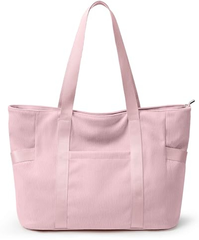 KALIDI Groß Shopper Tasche Damen mit Laptopfach Arbeitstasche Schule Büro | Mehreren Taschen Cord Reißverschluss Wasserdicht Fächern Leicht 15.6 Zoll Laptop Arbeitstasche Laptoptasche Business Uni Work